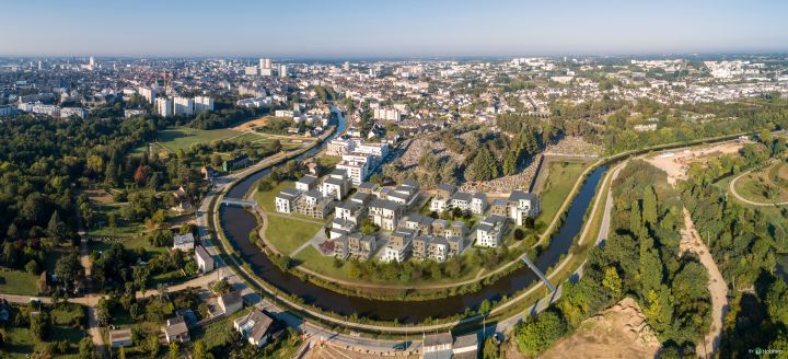 le canal saint martin - photo aerienne drone de Rennes, le canal saint-Martin. - Valery Joncheray